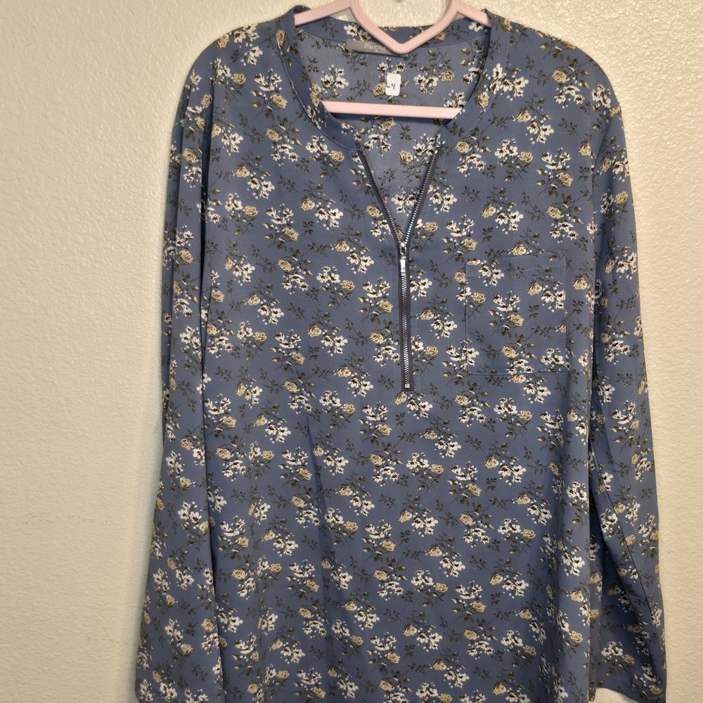 Floral Blue Women's Top